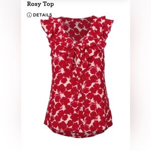 Cabi Rosy Top #4350 Red Floral Sleeveless Blouse